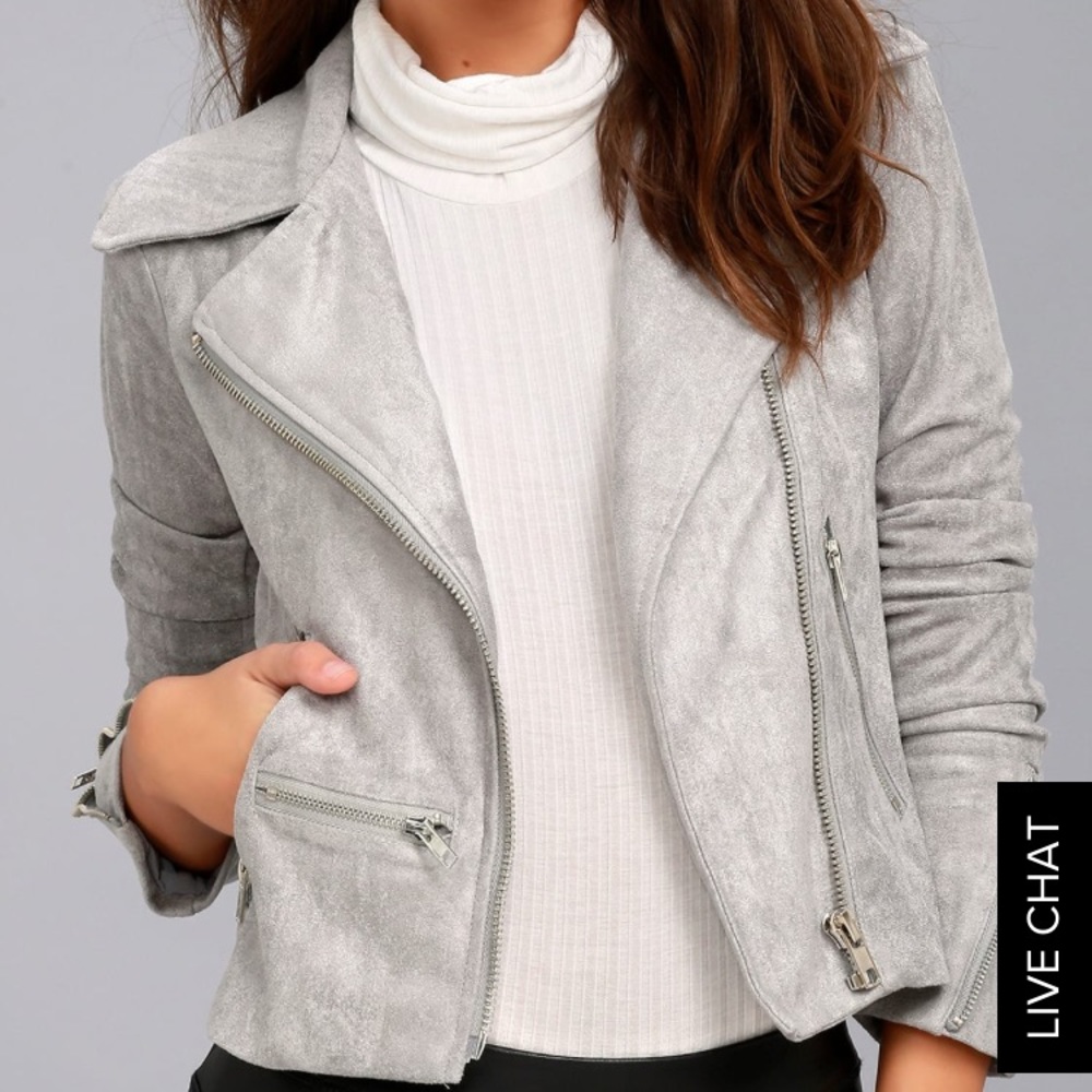5 for $25 💕 LuLus Suede Grey Moto Jacket
